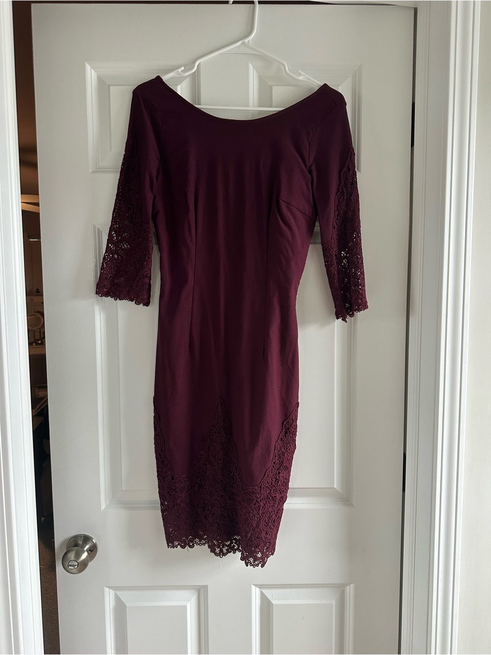 Lulu's Deep Burgundy Lace-Trim Midi Dress
